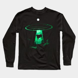 UFO Spaceship Cow Abduction - Alien Probing Long Sleeve T-Shirt